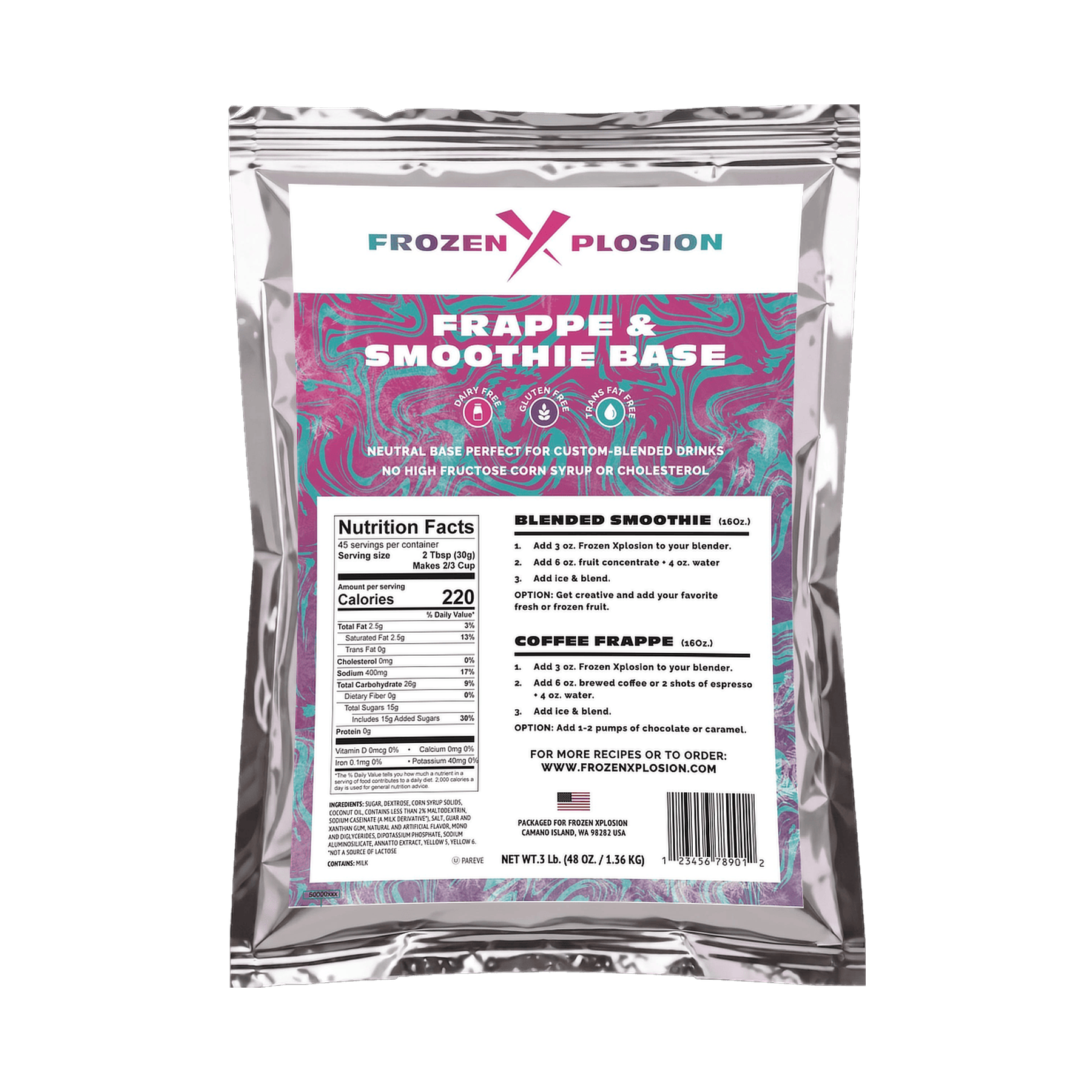 Frozen Xplosion 48oz Frappe & Smoothie Base 3 lb bag